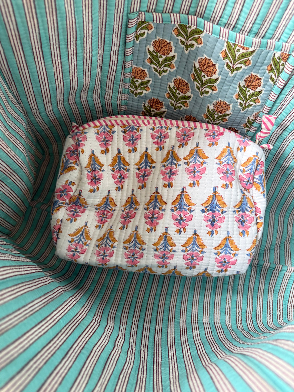 Honey Quilted Cosmetic Bag Set