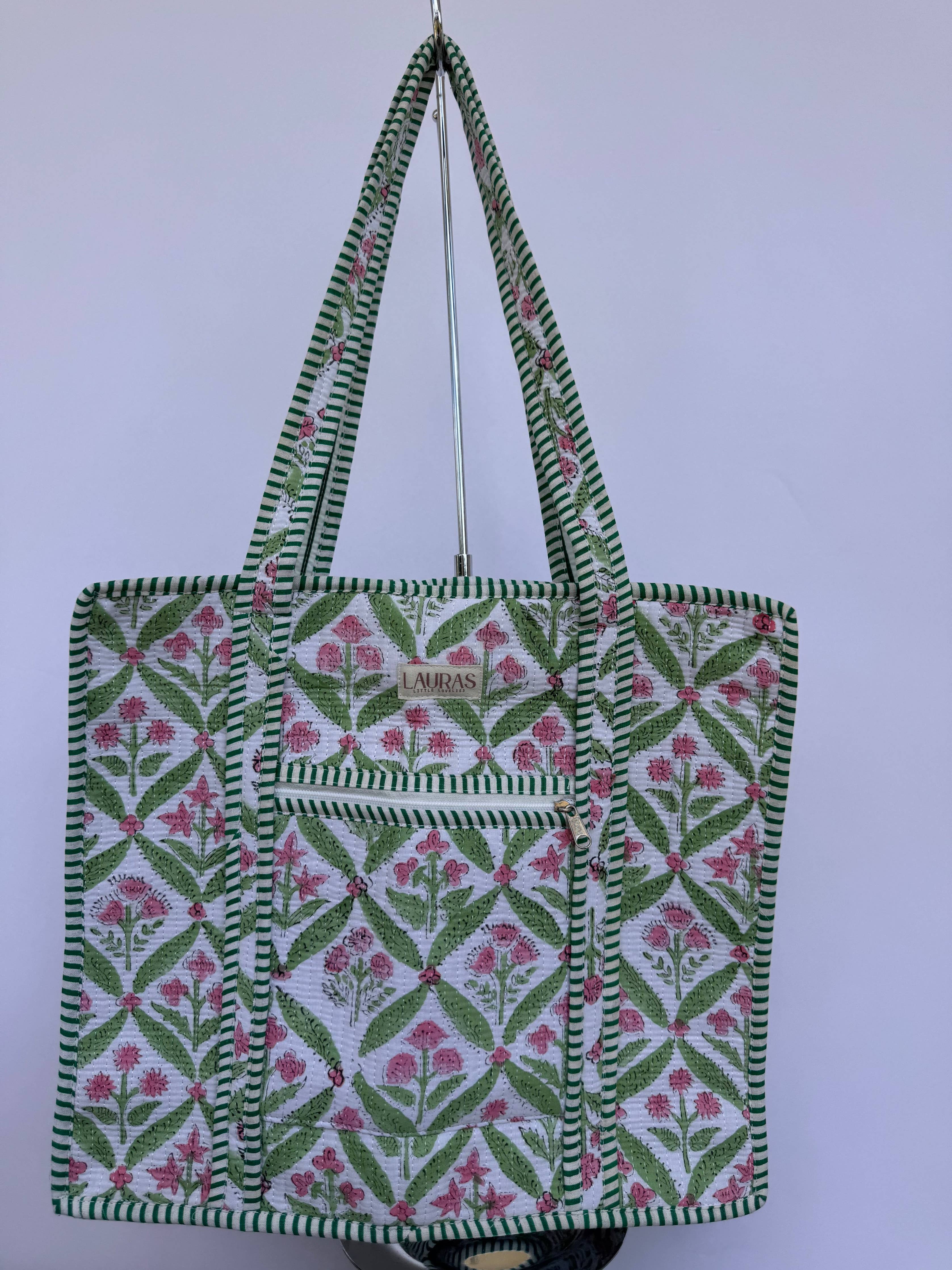 Sweet Pea Quilted Tote Bag
