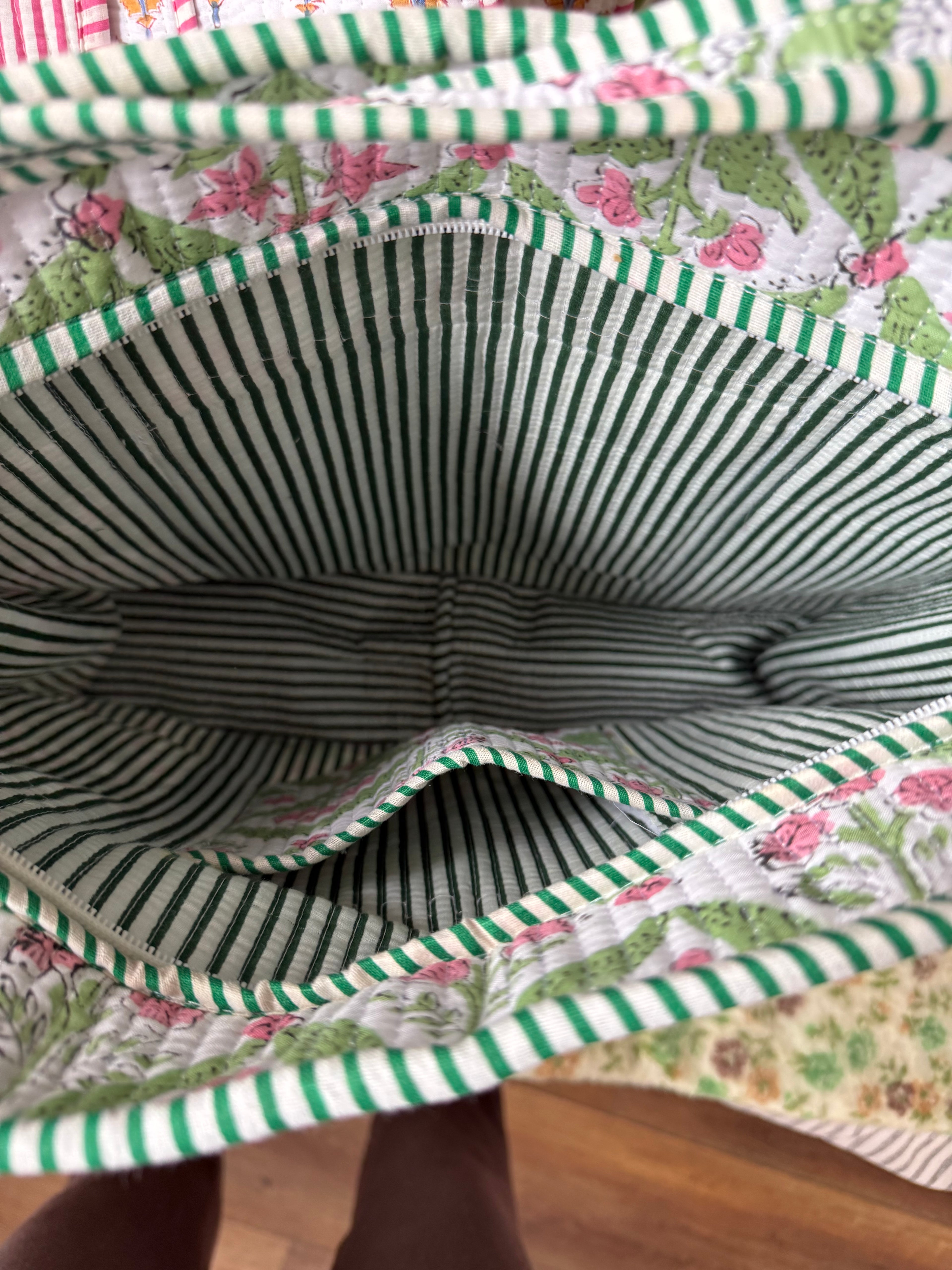 Sweet Pea Quilted Tote Bag