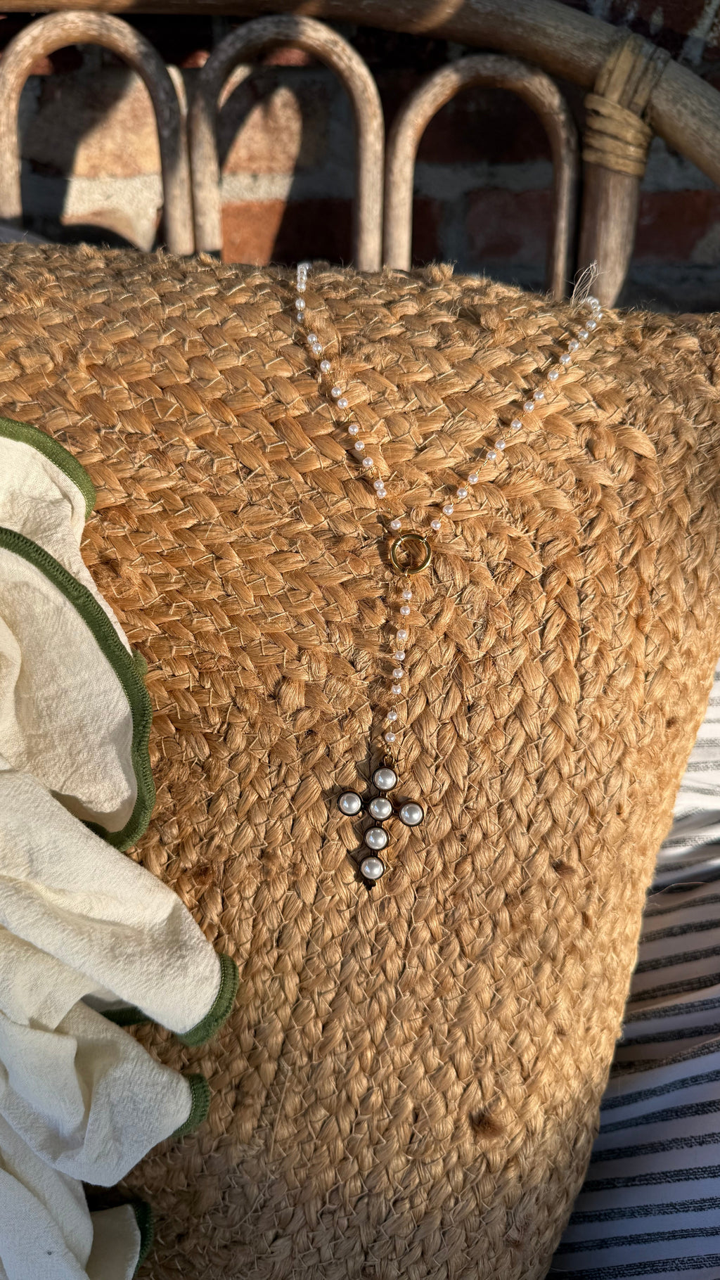 Clara Pearl Cross Necklace