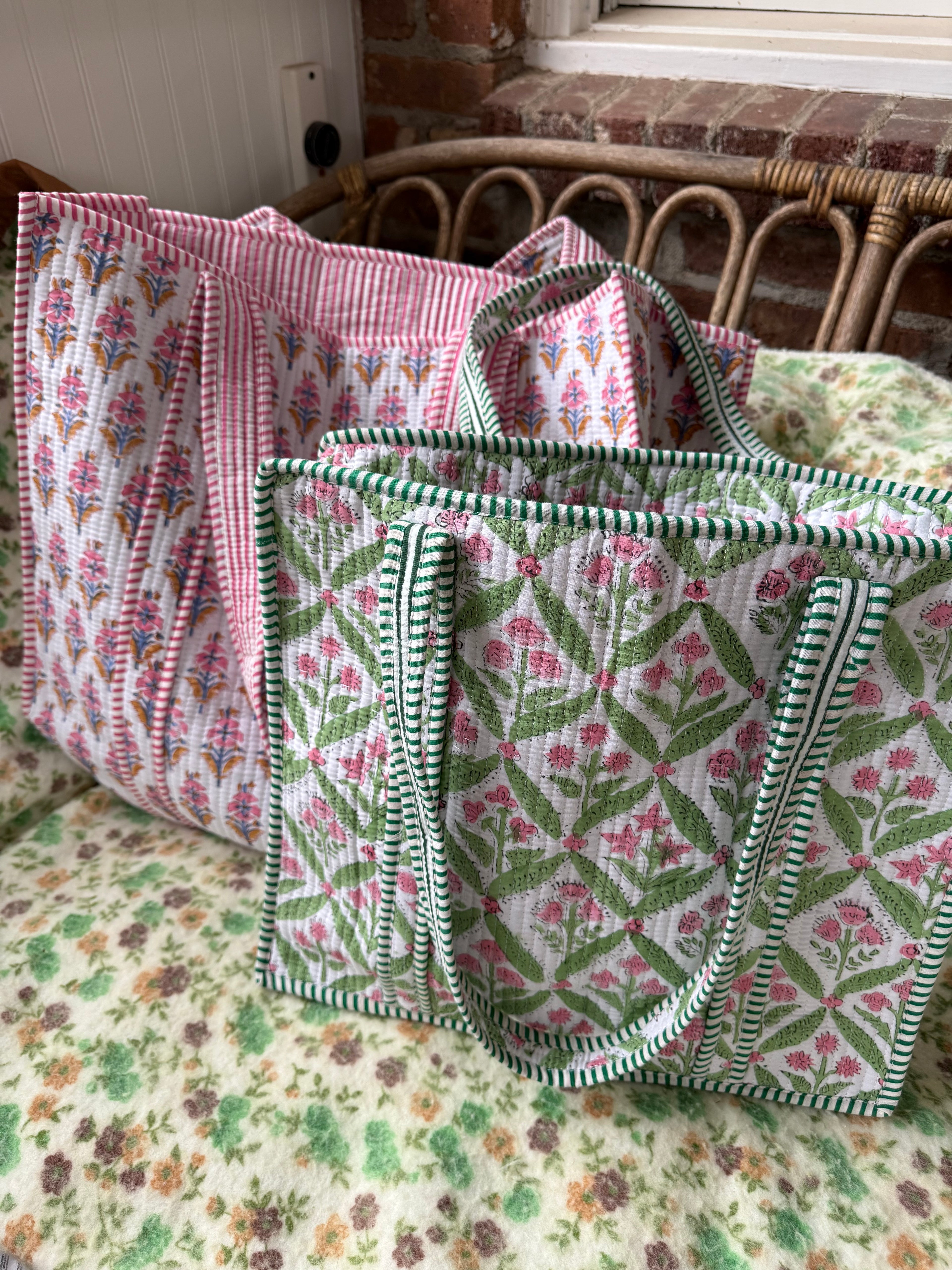 Sweet Pea Quilted Tote Bag
