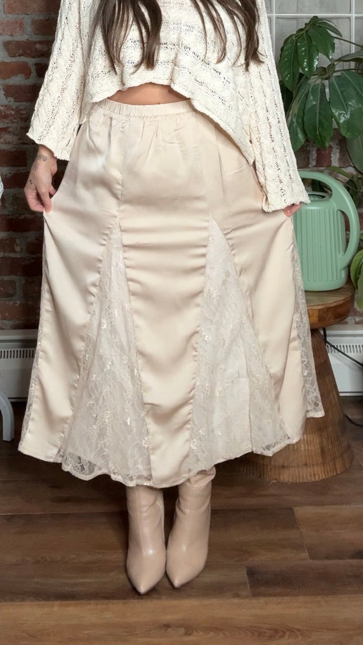 Lover Girl Cream Lace Maxi Skirt