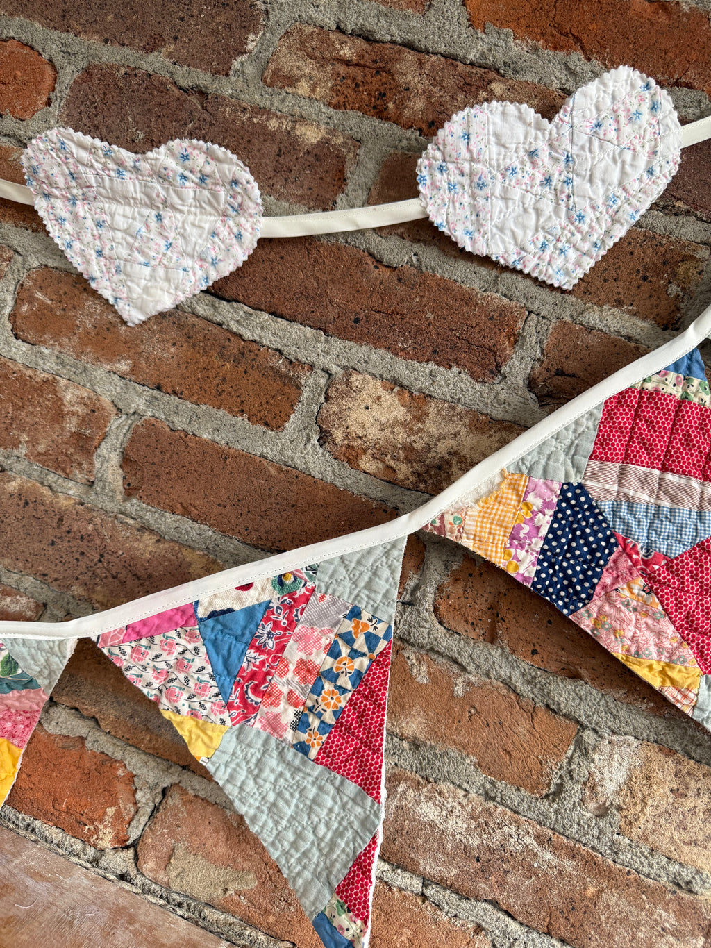 Daphne Pink & Blue Floral Heart Banner
