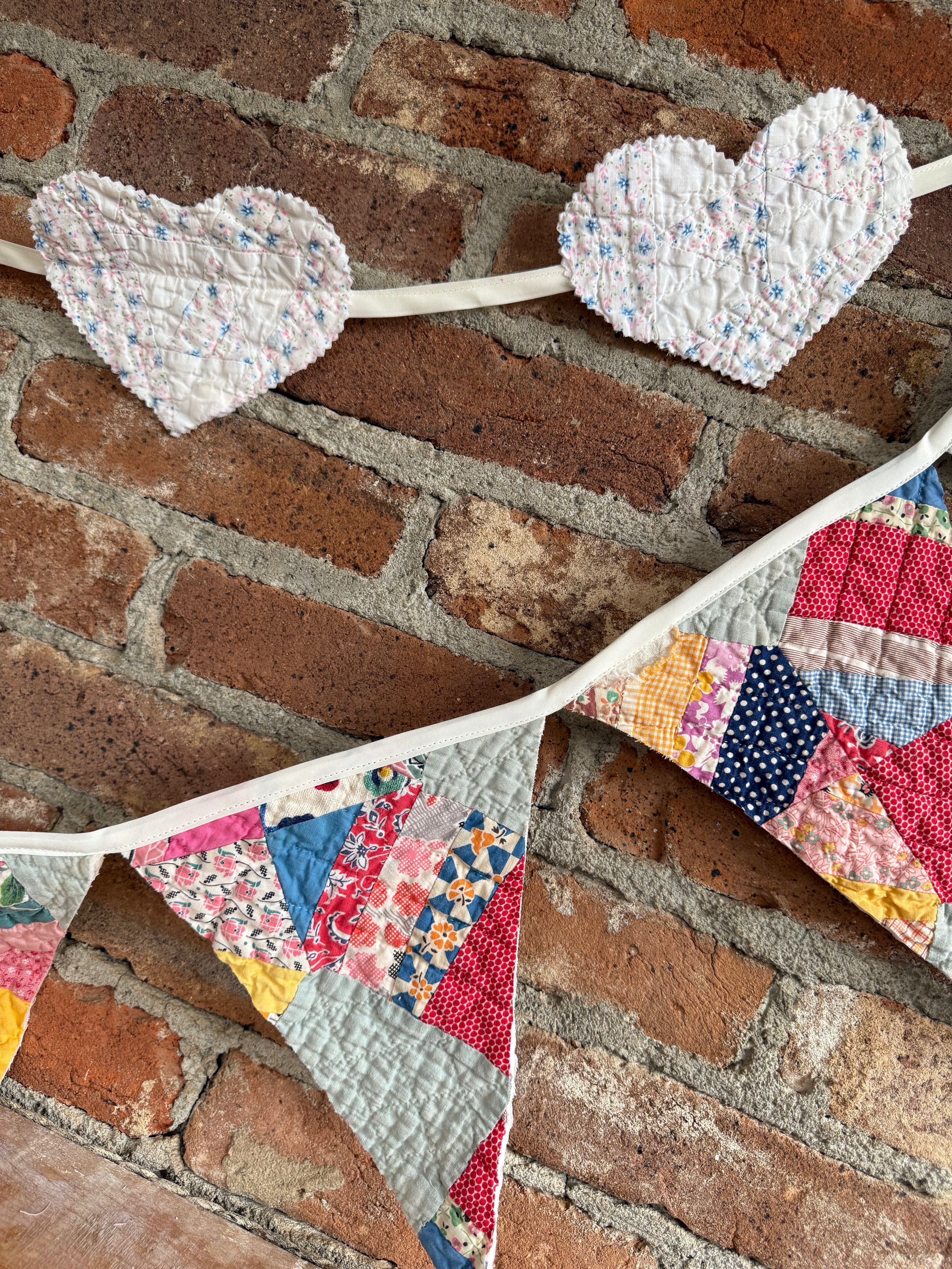 Daphne Pink & Blue Floral Heart Banner